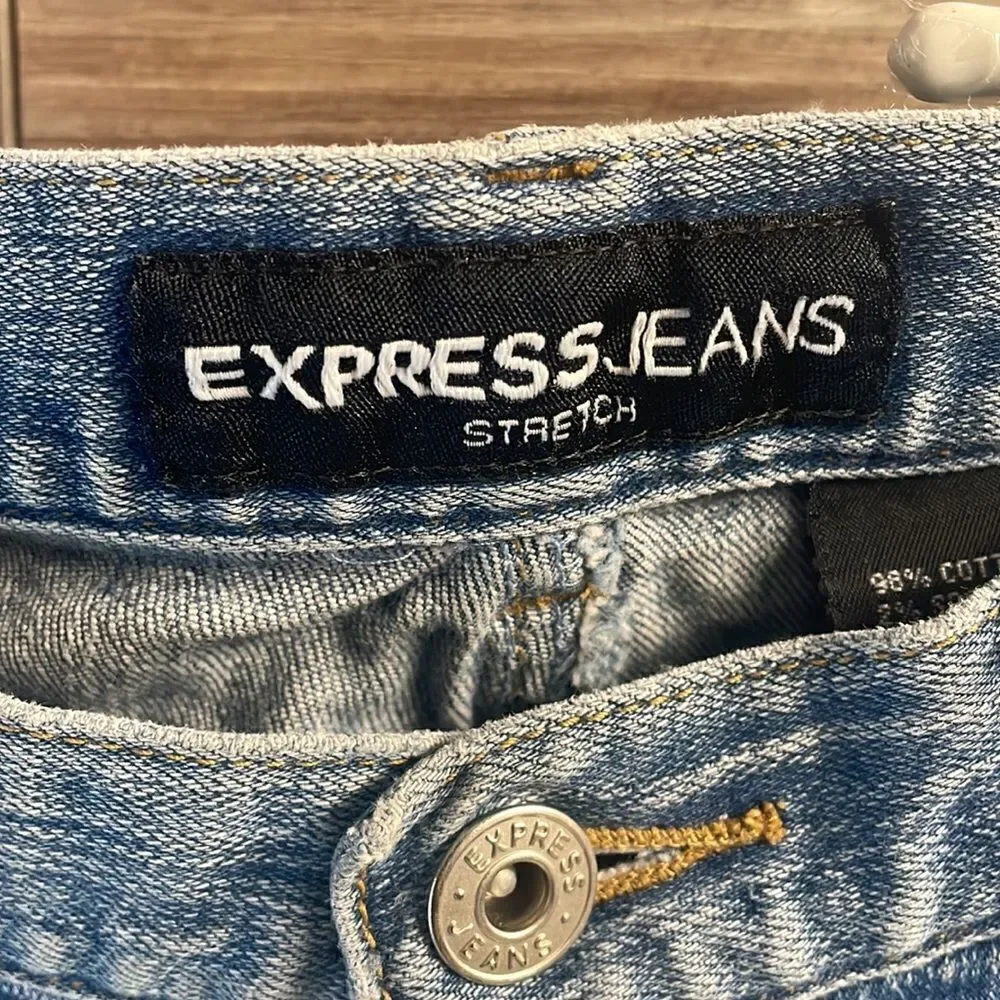 Express Jeans Stretch Ladies Size 7/8, Blue Faded